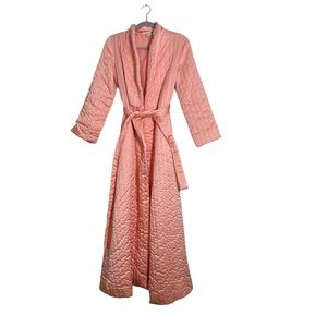 Vintage Eve Stillman Pink Quilted Full Length Robe Small